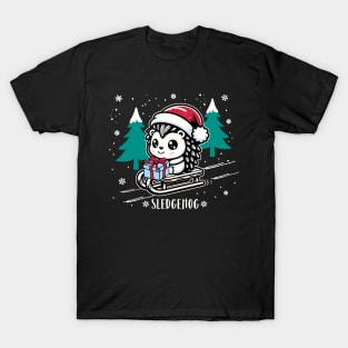 Christmas Sledgehog Funny X mas Hedgehog Lover T-Shirt